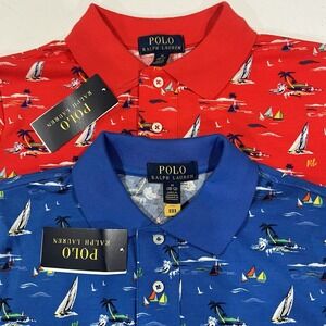 Lot Of 2 Polo Ralph Lauren Boys Big Pony Shirt Short Sleeve Size M 10-12 Preppy